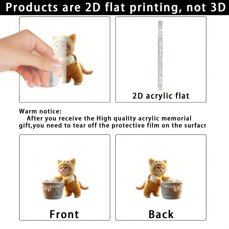 2個セット キーホルダー 家事をする猫 アクリル 5cm 平面 2D 小さめ キジトラ 赤ちゃん ネコ バックミラー かわいい 子ども ねこ t5036の画像4
