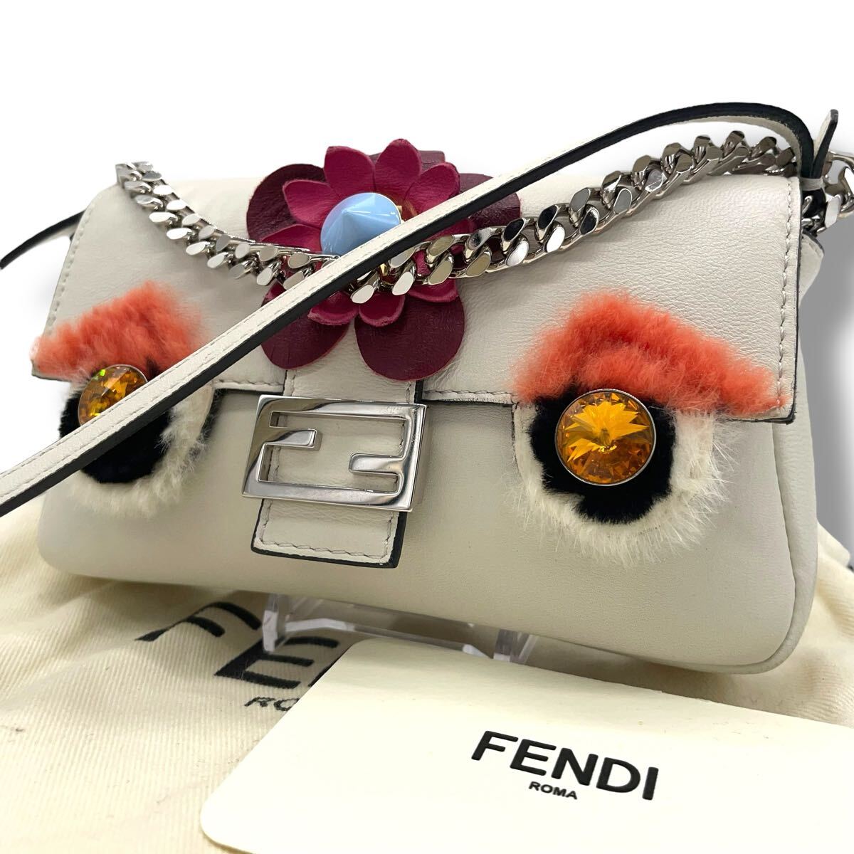 1円 FENDI フェンディ 2WAY マイクロバケット モンスター バグズ 1円 FENDI フェンディ 2WAY マイクロバケット モンスター バグズ