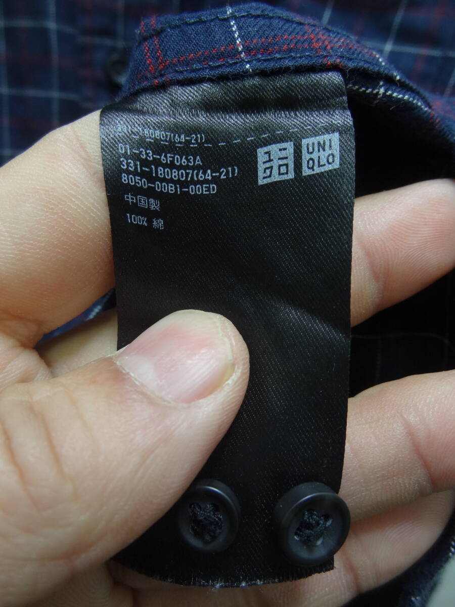 全国送料無料 ユニクロ UNIQLO メンズ 綿コットン100%素材 薄手ネルチェック ボタンダウン 長袖シャツ L