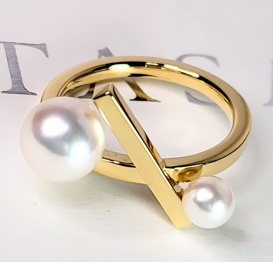 新品 未使用 クリーニング証明書有 TASAKI タサキ バランス クロス リング 750 K18YG イエローゴールド 指輪 真珠 田崎 現(xiàn)行品