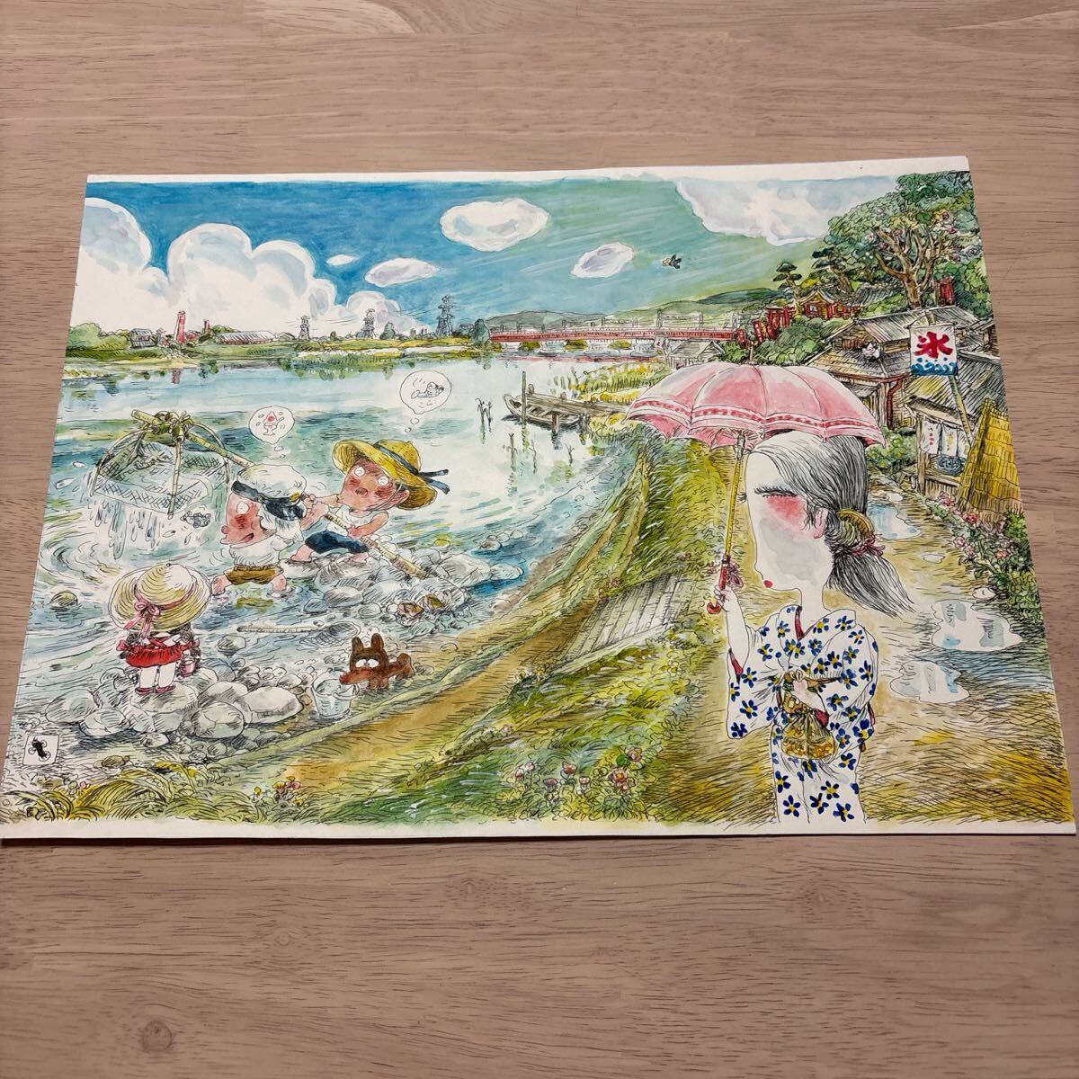67 ド迫力 山水水墨画 肉筆 直筆 日本画 崖 海 舟 山 木 など 荒