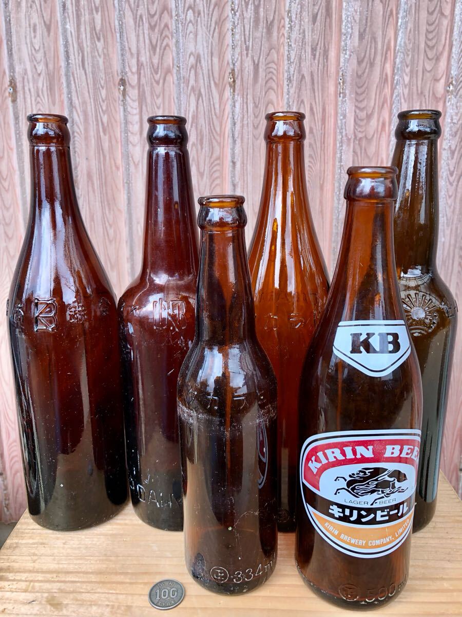 レトロ瓶 ビール瓶 右横書き 時代物 ガラス 昭和 逆文字のキリン レトロ瓶 ビール瓶 右横書き 時代物 ガラス 昭和 逆文字のキリン