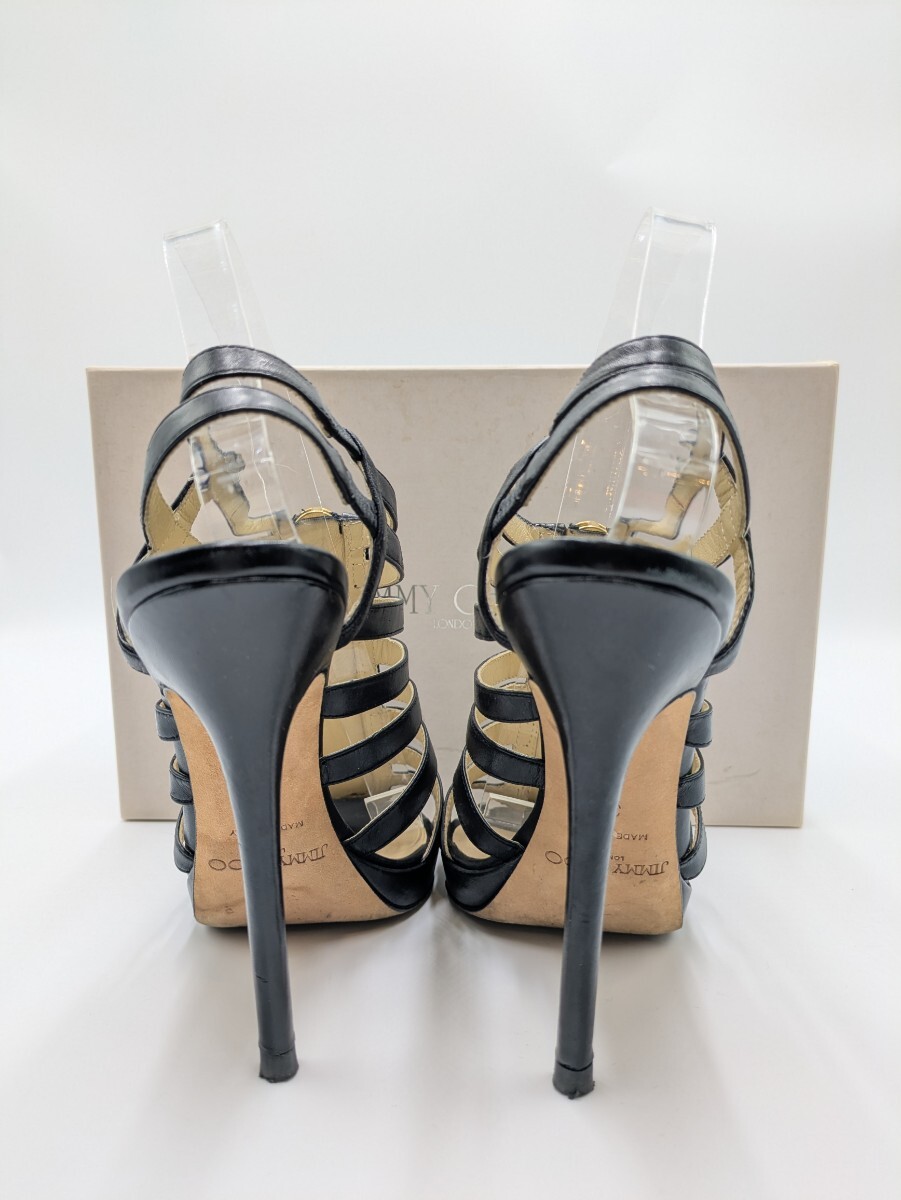 ジミーチュウ　JIMMYCHOO 黒　ブラック　サンダル　ヒールサンダル　革　レザー　