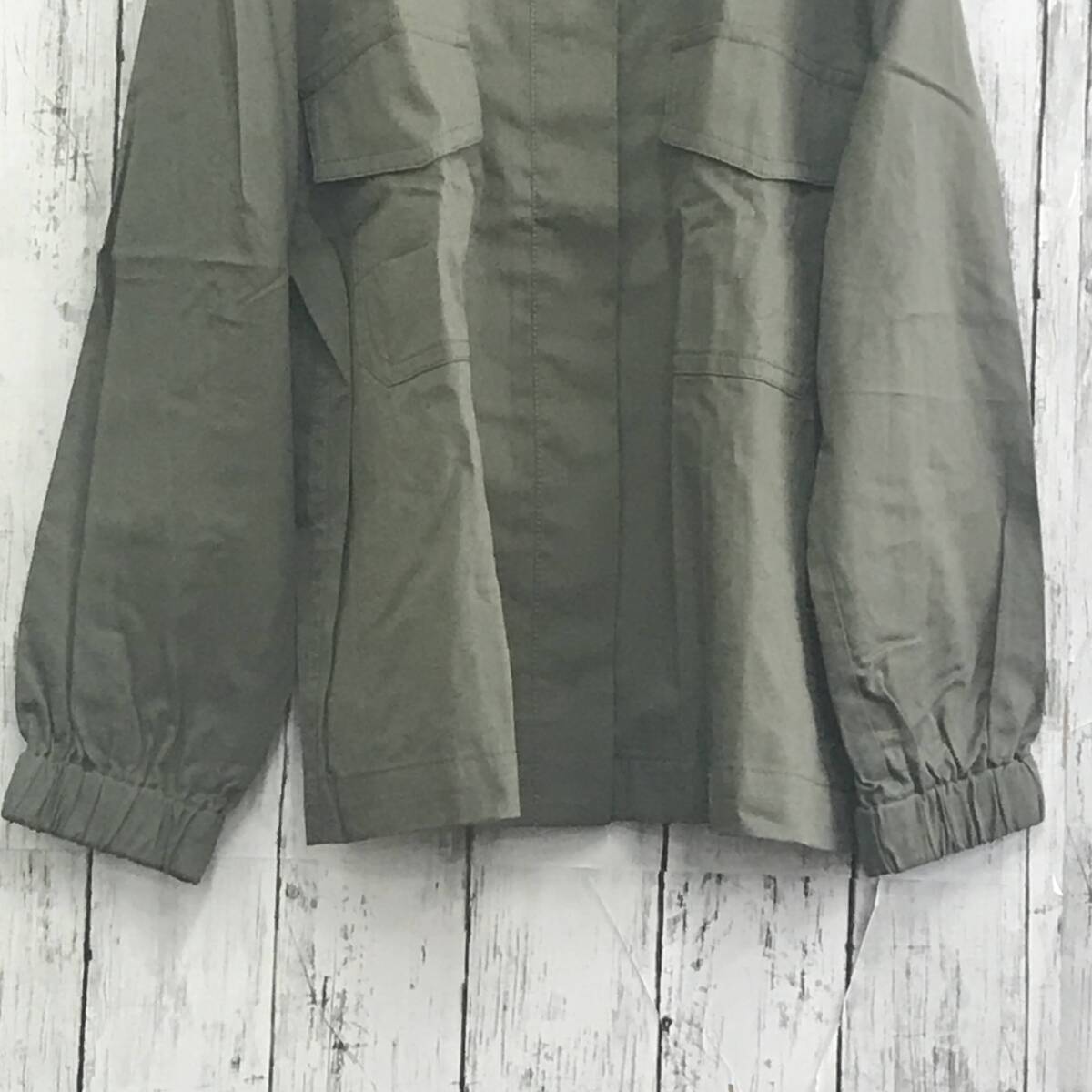 Natural Beauty Basic ナチュラルビューティーベーシック 　コットンレーヨンブルゾン　Sサイズ　カーキ　袖口 ゴム　T-614　USED