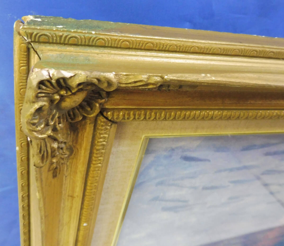 複製画 クロード・モネ 『印象 日の出』ClaudeMonet　65×75ｃｍ　模写　額装　絵画　油彩画　名画　レトロ　アンティーク_画像10