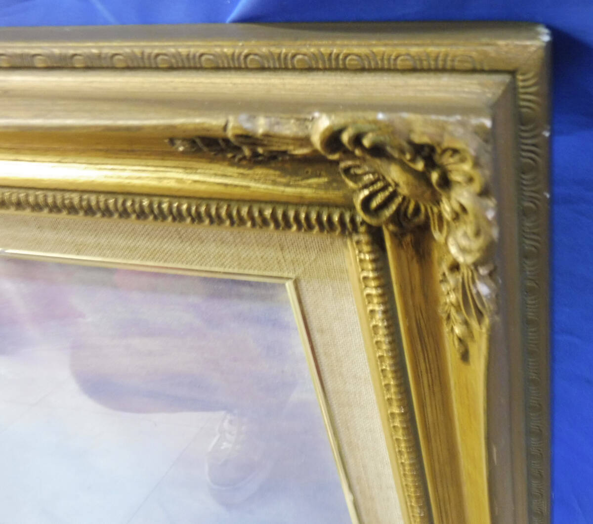 複製画 クロード・モネ 『印象 日の出』ClaudeMonet　65×75ｃｍ　模写　額装　絵画　油彩画　名画　レトロ　アンティーク_画像7