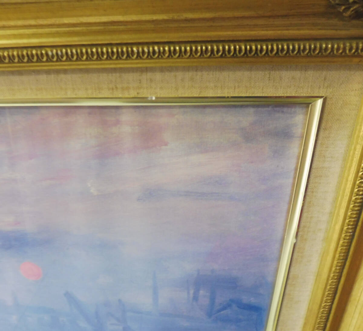 複製画 クロード・モネ 『印象 日の出』ClaudeMonet　65×75ｃｍ　模写　額装　絵画　油彩画　名画　レトロ　アンティーク_画像5