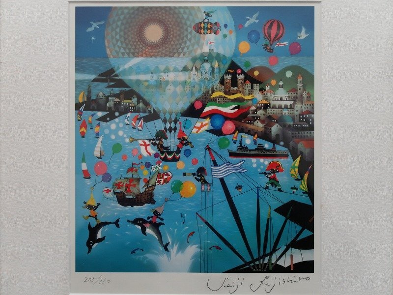 青宝】022229藤城清治「四季のメルヘン夏 ジェノヴァの海」版画 青宝】022229藤城清治「四季のメルヘン夏 ジェノヴァの海」版画