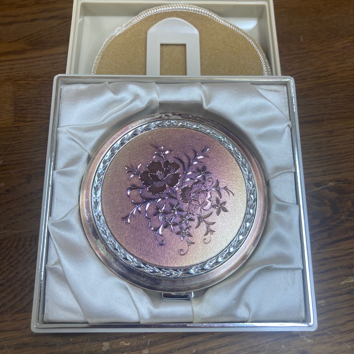 【CROWN PINKLady コンパクトケース】手鏡 當時物 コスメティック ケース ファッション【B7-1①】0204