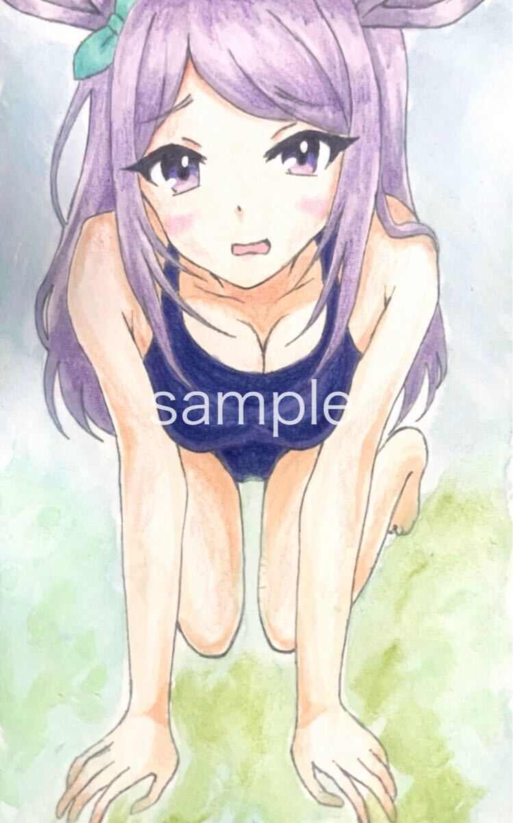 手描き イラスト ウマ娘 メジロマックイーン 女の子 ハガキ 手描き イラスト ウマ娘 メジロマックイーン 女の子 ハガキ