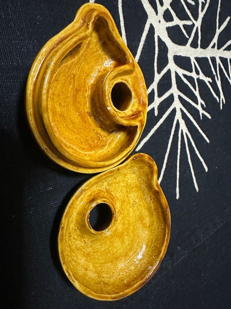 大樋焼　飴釉　鈴　香合　茶道具_画像3