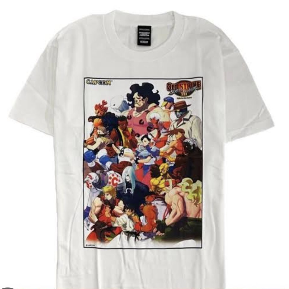 ストリートファイターⅢ　サードストライク　Tシャツ BACKDROP STREET FIGHTERⅢ 3rdSTRIKE T-shirt　Mr.IKENO Design　ALL CHARACTERS