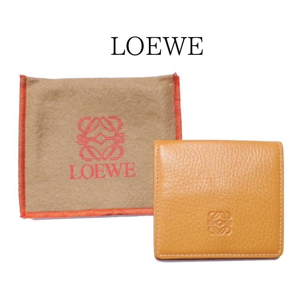 希少】鑑定済 LOEWE ロエベ ホック式 ボックス型 コインケース 希少】鑑定済 LOEWE ロエベ ホック式 ボックス型 コインケース