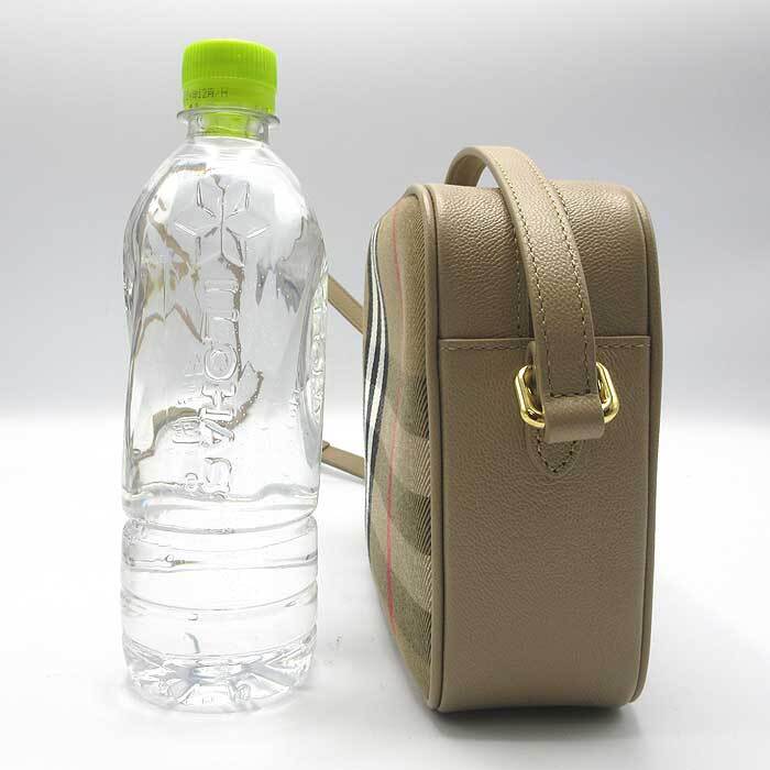 バーバリー ショルダーバッグ BURBERRY LONDON コットン レザー チェック柄 斜め掛け 8084499 CHESTNUT BEIGE アウトレット レディース_画像3