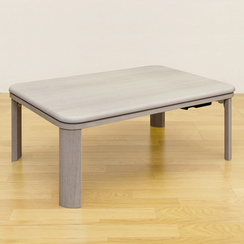 こたつテーブル 90cm×60cm フラットヒーター 200W 省エネ コントローラー 折りたたみ 木目柄 木製 ホワイト DCJ-90 WH 長方形(長辺~90cm)