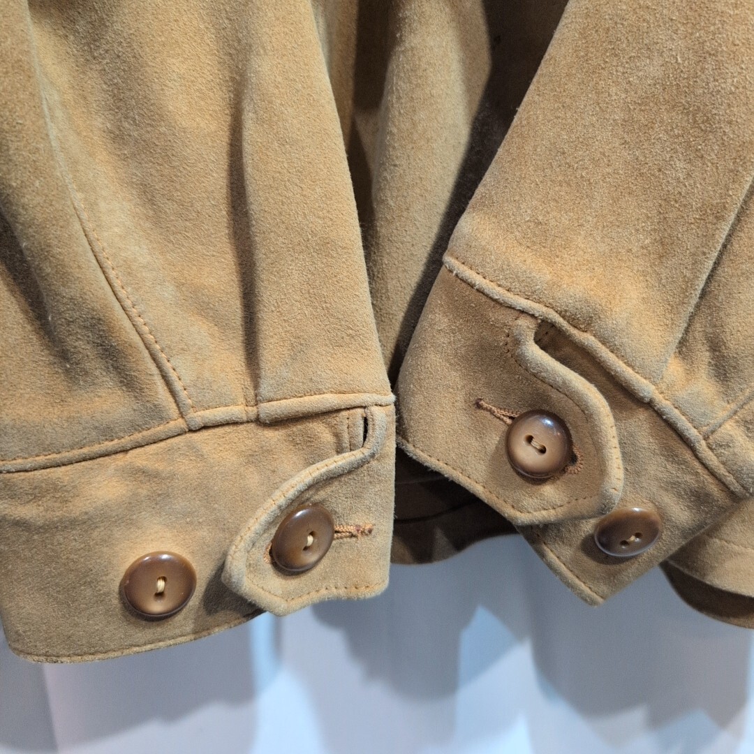 50s 60s Vintage CONMATIC zipper スエードレザー シャツ 16 メンズ L相當(dāng) スウェード 長袖 本革 レースアップ ビンテージ ジャケット