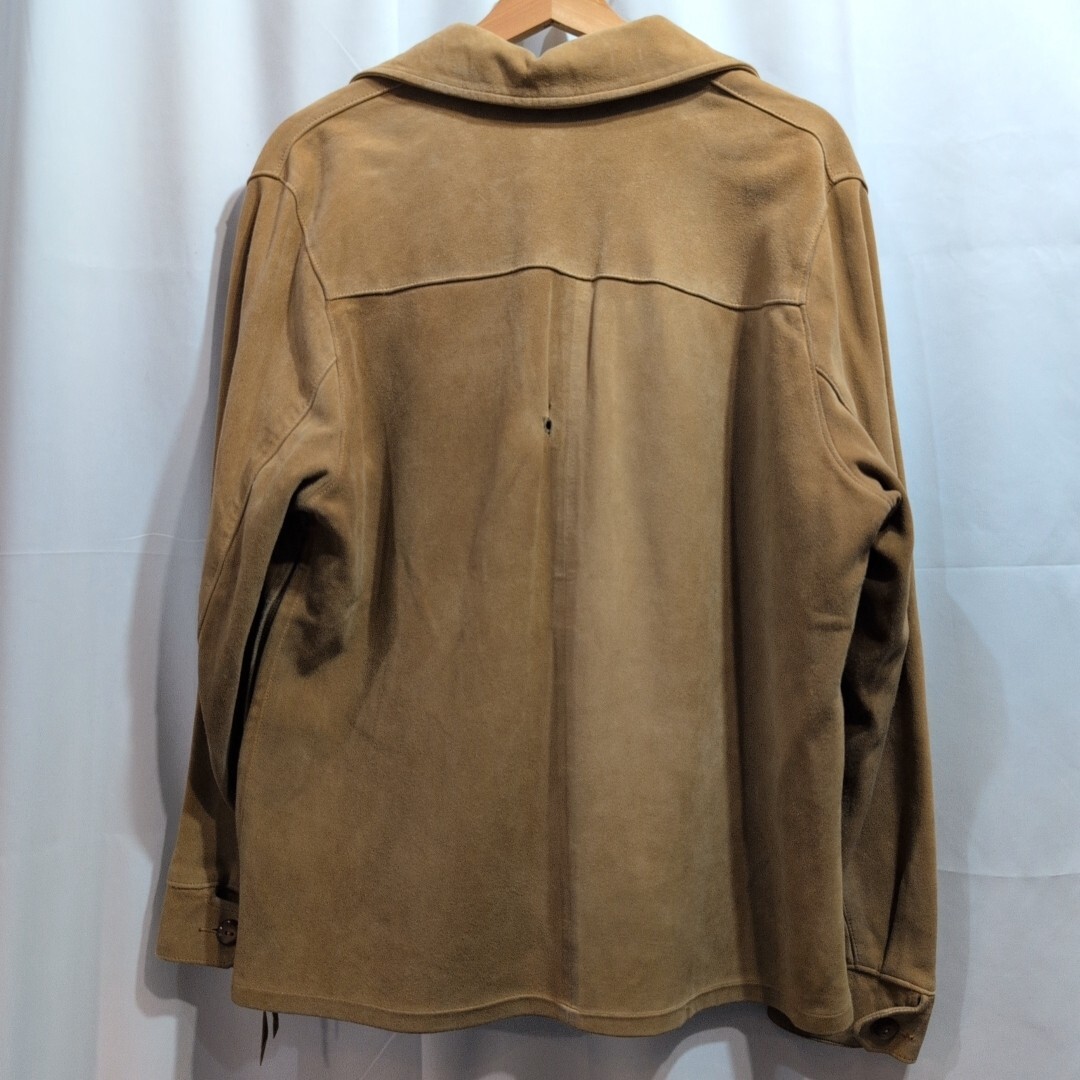 50s 60s Vintage CONMATIC zipper スエードレザー シャツ 16 メンズ L相當(dāng) スウェード 長袖 本革 レースアップ ビンテージ ジャケット