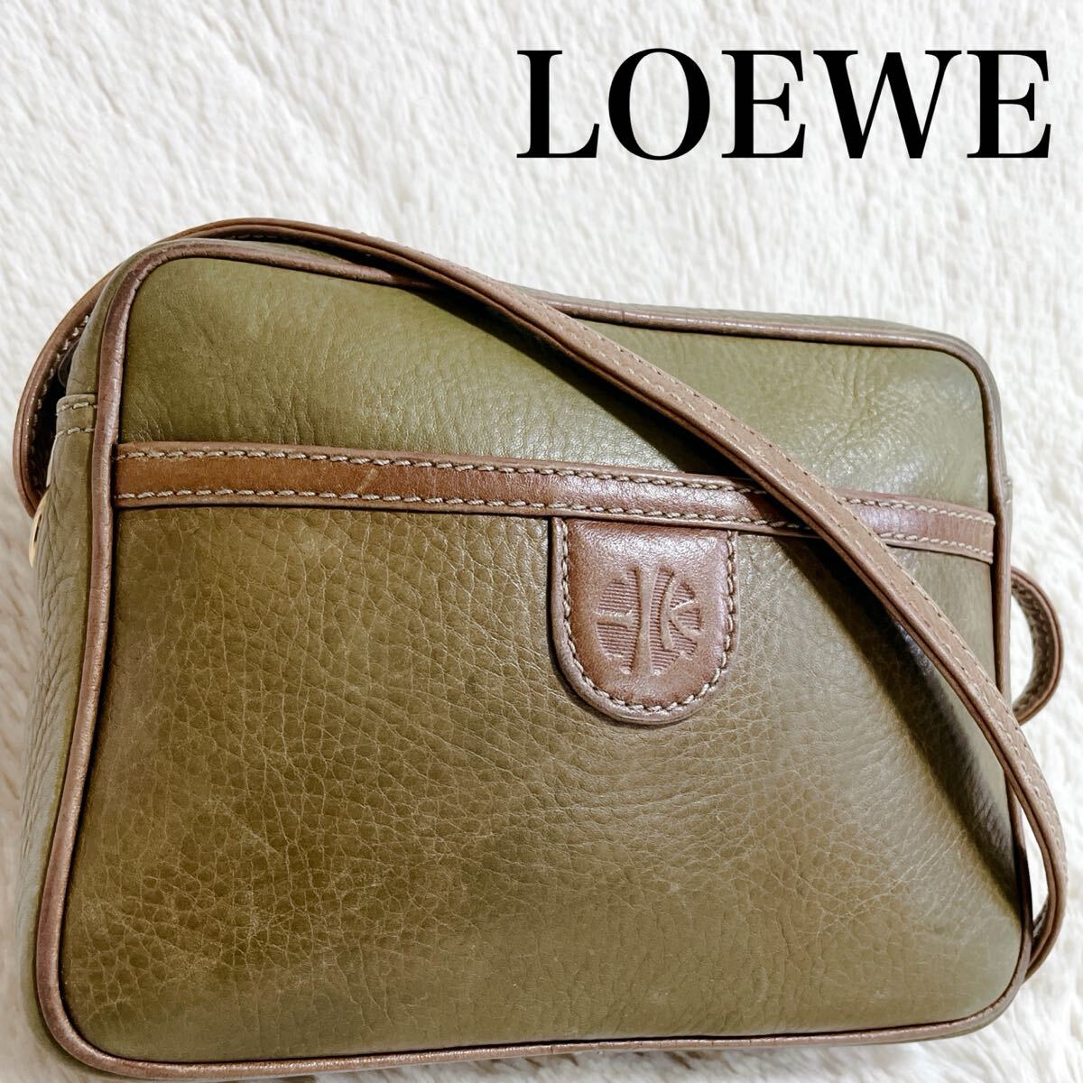 希少 LOEWE ロエベ 70s ロゴ レザー カメラバッグ ショルダーバッグ