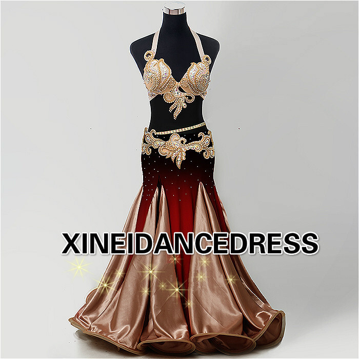 ベリーダンス衣装/セミオーダードレス ゴールデン豪華高級 エジプト衣装 ステージ演出服　XINEIベリーダンスドレス/bl026