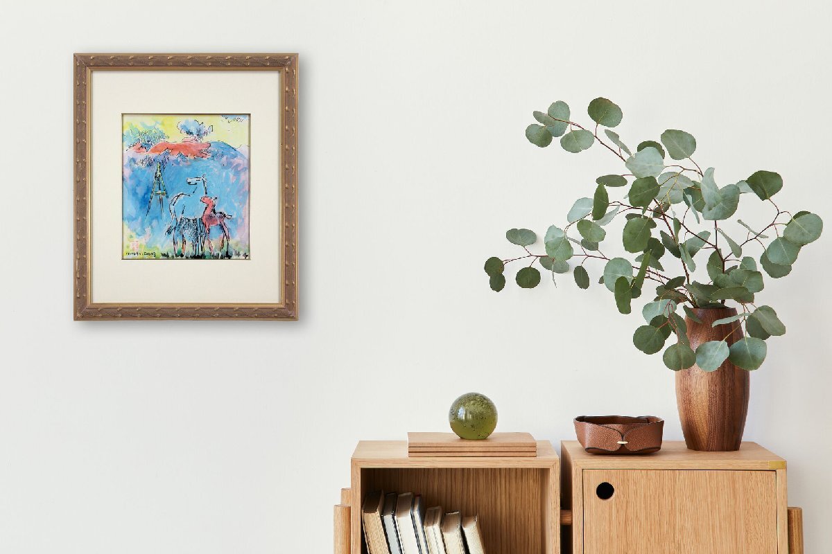 遠藤ミマン 「山・三角点・馬」 水彩画 絵画 - 北海道画廊
