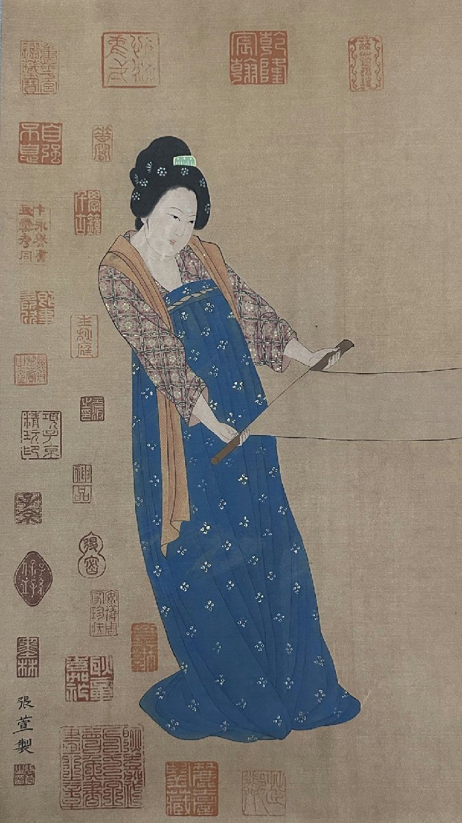 □観心・時代旧蔵□F0101中国古書道 唐時代 張萱 絹本 練図 長卷 □観心・時代旧蔵□F0101中国古書道 唐時代 張萱 絹本 練図 長卷
