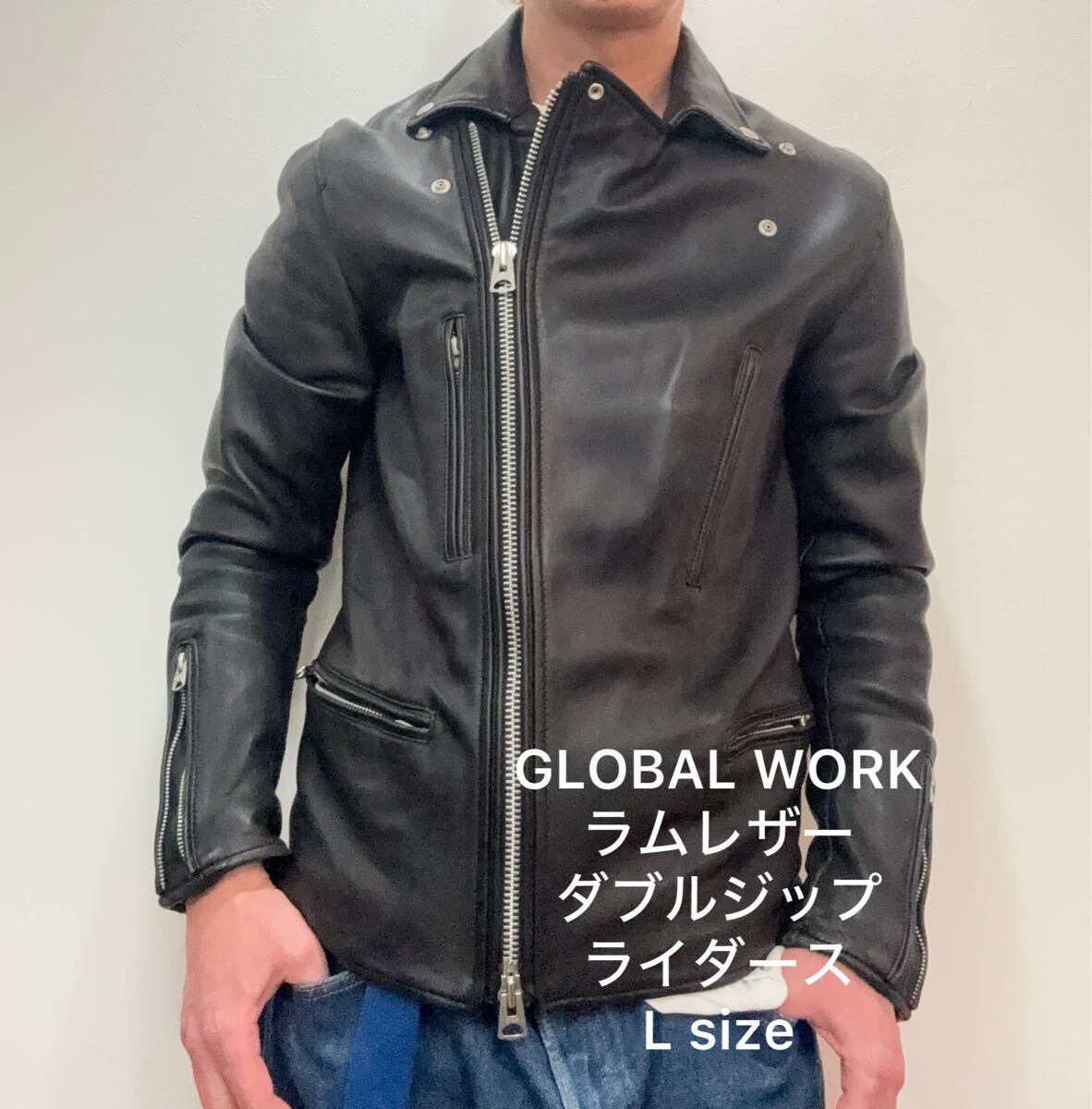 美品 GLOBAL WORK グローバルワーク ラムレザーダブルライダース 美品 GLOBAL WORK グローバルワーク ラムレザーダブルライダース