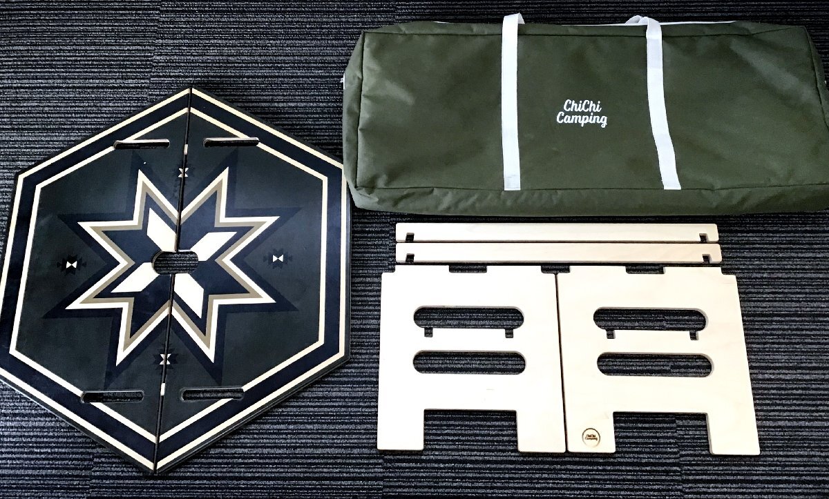 【中古】chichi camping/チチキャンピング　ポールテーブル　キャンピングテーブル Sサイズ　ブラックスター