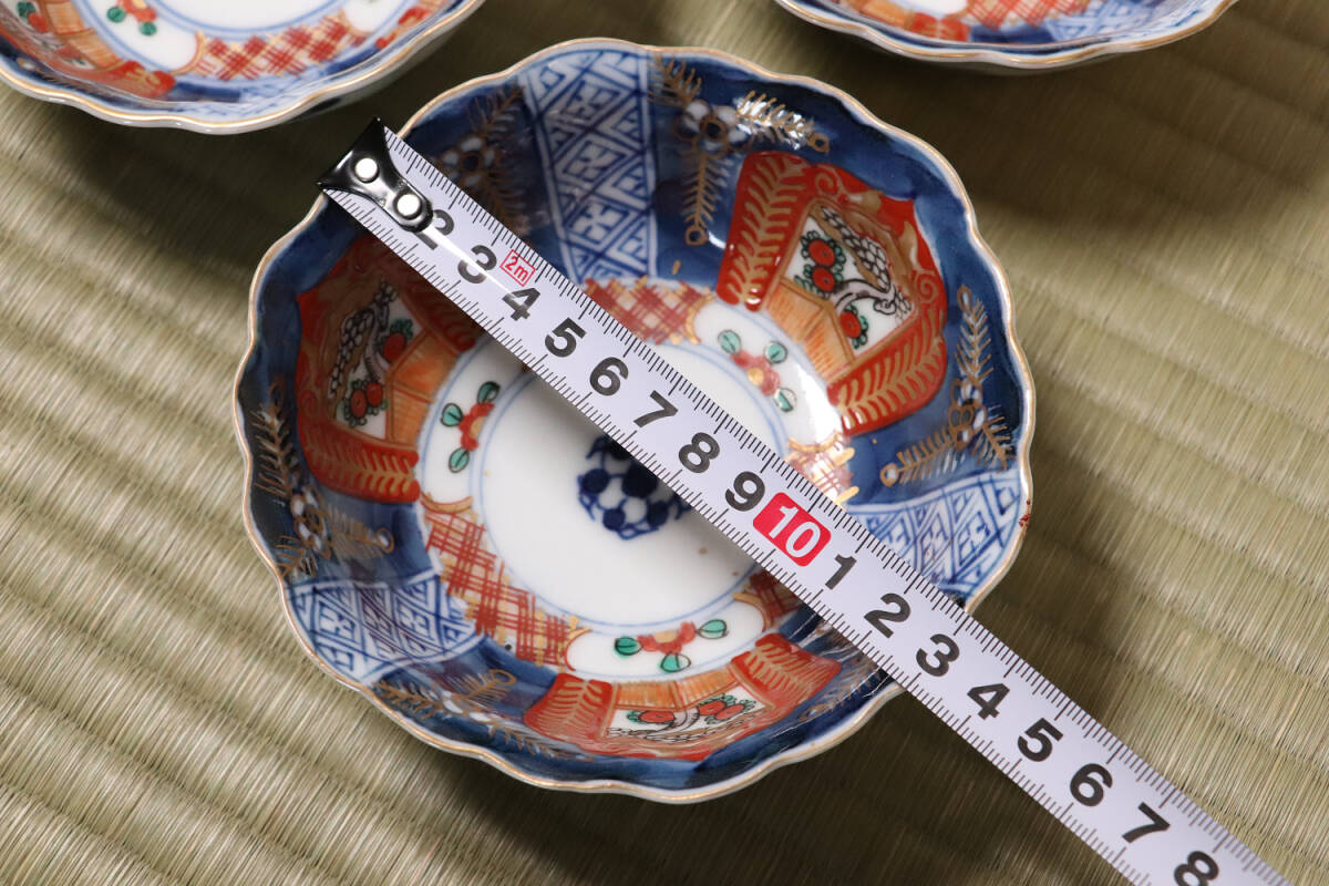 【CL99】明治 伊万里焼 草花の図 色絵 小鉢 五客 幅13cm 向付 錦手 CL99】明治 伊万里焼 草花の図 色絵 小鉢 五客 幅13cm 向付 錦