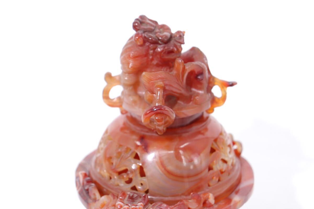 砡 赤瑪瑙 龍 浮彫 香炉 台座付 / 中国美術 東洋彫刻 瑪瑙 砡 赤瑪瑙 龍 浮彫 香炉 台座付 / 中国美術 東洋彫刻 瑪瑙