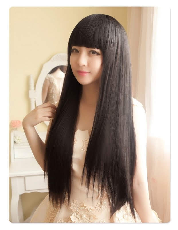 ウィッグ 自然 ブラック ナチュラル ロング ストレート 前髪ぱっつん ふんわり レディース 高品質(zhì) 耐熱 ヘアネット付 黒 醫(yī)療用 WIG かつら
