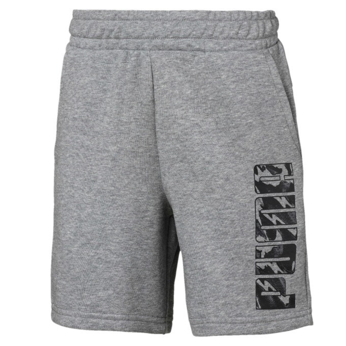 【KCM】Z-puma-449-160★展示品【PUMA/プーマ】ジュニア　スウェット ハーフパンツ　582690-03　Mグレーヘザー　サイズ 160_画像1