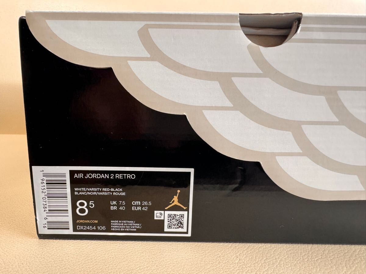 NIKE AIR JORDAN 2 RETRO OG CHICAGO US8.5 26.5cm воздушный Jordan DX2454-106 белый / черный - балка City красный оригинал 