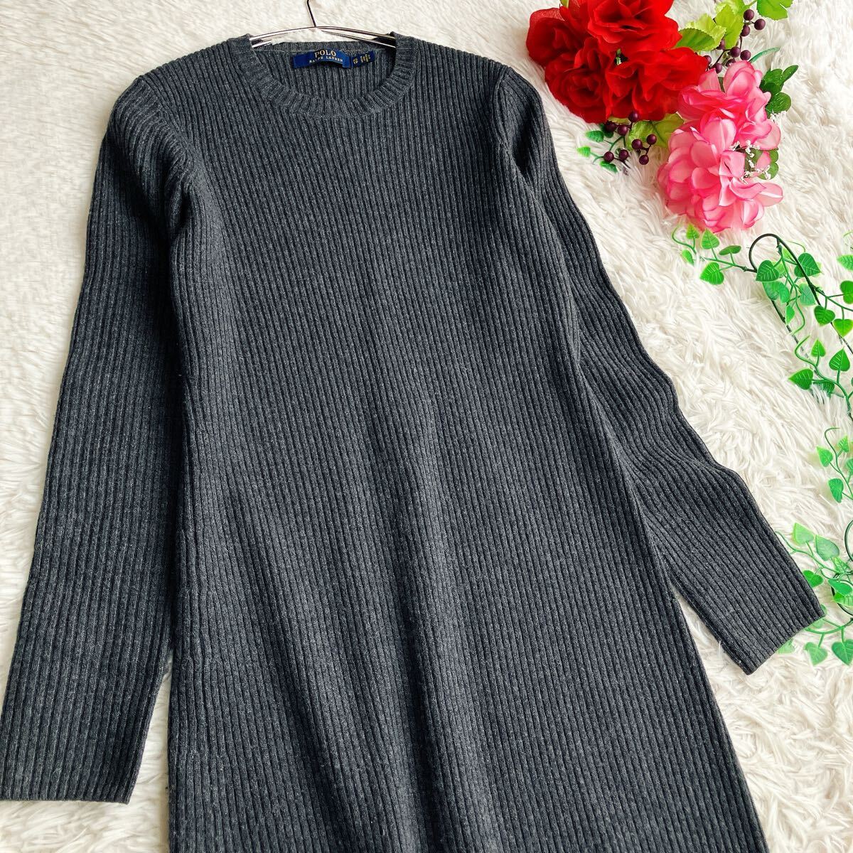 【POLO RALPH LAUREN】ウール リブニット ミディ ワンピース POLO RALPH LAUREN ポロラルフローレン ウール カシミヤ