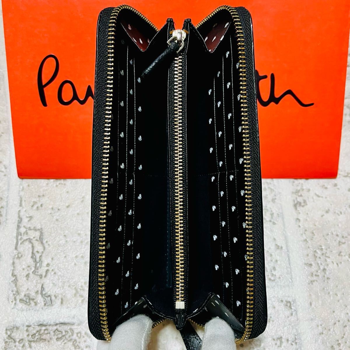 人気モデル Paul Smith ポールスミス ミニラビット かわいい 長財布 ラウンドファスナー ロングウォレット ダークネイビー 本革 9052