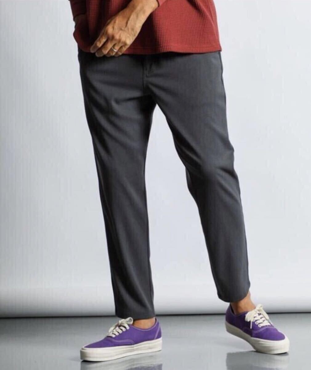 The DUFFER of St.GEORGE WOOL FACE ANKLE CUT EASY SLACKS：ウエストゴム ウールライク アンクルカット イージースラックス　L灰