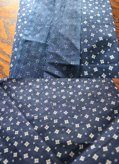 OLD INDIGO CALICO индиго * ткань Cara ko античный 1850 ~ 1890 годы ( поиск RRL STIFEL WABASH ) Vintage 