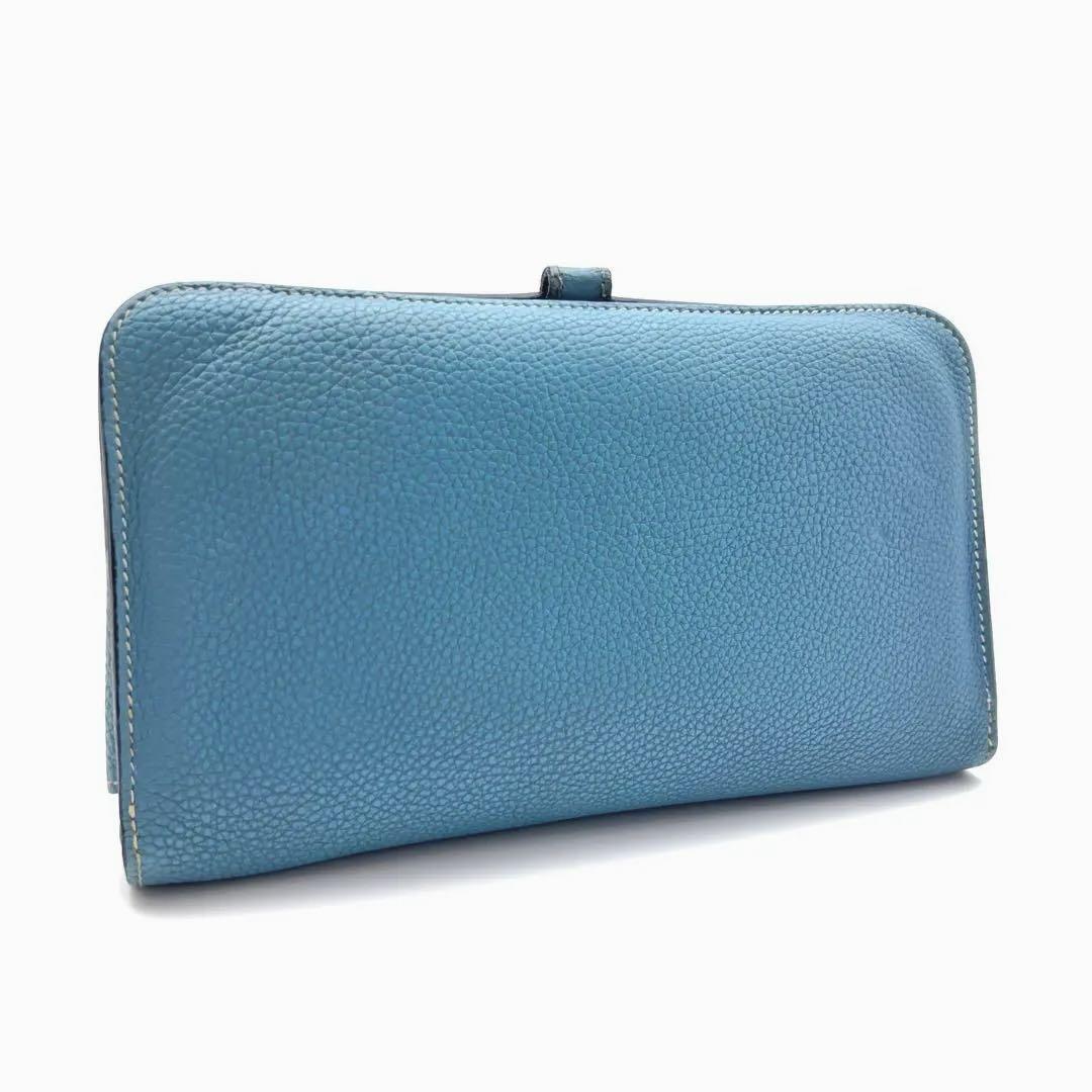 美品 HERMES エルメス ドゴン GM 長財布 二つ折り ブルー 青 美品 HERMES エルメス ドゴン GM 長財布 二つ折り ブルー 青