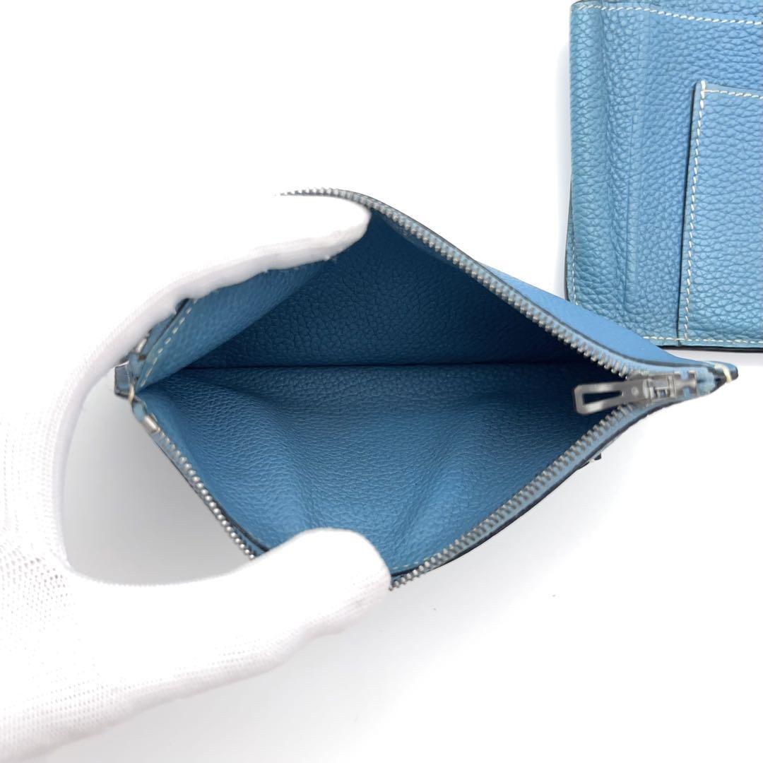 美品 HERMES エルメス ドゴン GM 長財布 二つ折り ブルー 青 美品 HERMES エルメス ドゴン GM 長財布 二つ折り ブルー 青