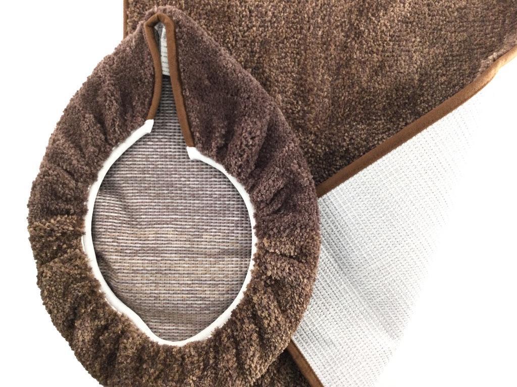 トイレタリー 2點(diǎn)セット ミックスシャギー 蓋カバー O?U型 ＆ ふかふか ロングマット 60x80cm ブラウン