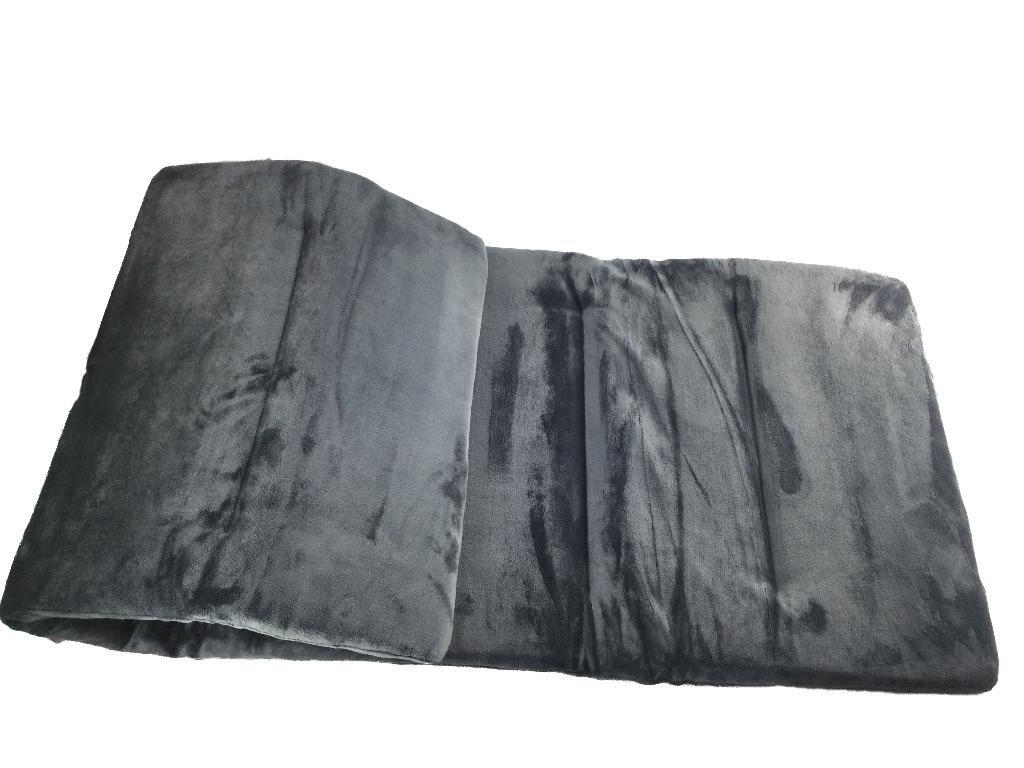 ごろ寝マット ボア生地 ふんわり素材 固わた入り 65x180cm グレーネイビー 冬