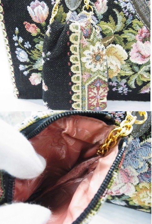 □ シンクビー / Think Bee!□ ハンドバッグ 刺繍 花柄 ポーチ □ シンクビー / Think Bee!□ ハンドバッグ 刺繍 花柄 ポーチ