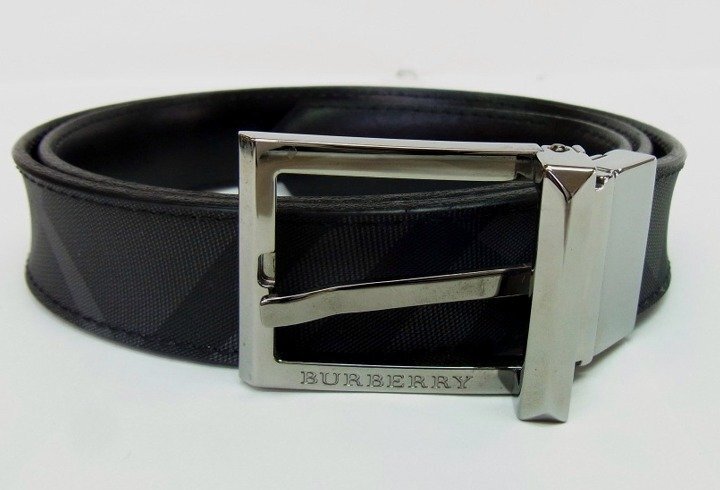 ★バーバリー / BURBERRY ★ ロンドンチェック メンズ リバーシブル ベルト 黒 36/90 ★ USED