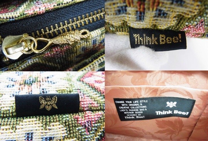 □ シンクビー / Think Bee!□ ハンドバッグ 刺繍 花柄 ポーチ □ シンクビー / Think Bee!□ ハンドバッグ 刺繍 花柄 ポーチ