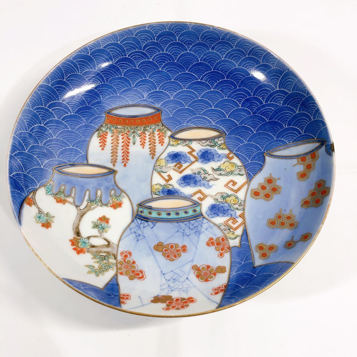 骨董品】色鍋島焼中皿5客