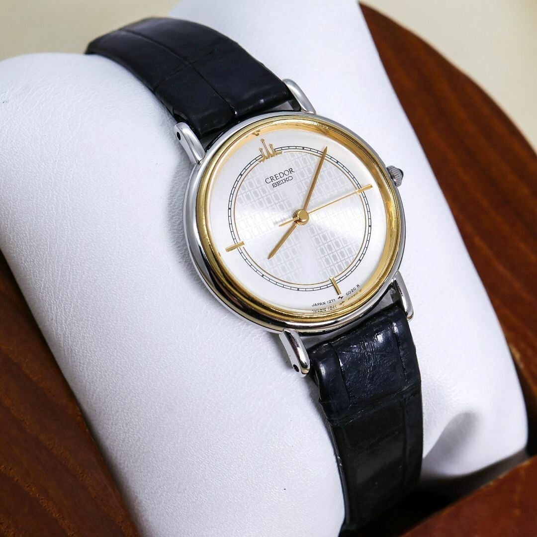 稼働 SEIKO CREDOR 腕時計 18Kベゼル 新品電池 レザー 577 稼働 SEIKO CREDOR 腕時計 18Kベゼル 新品電池 レザー 577