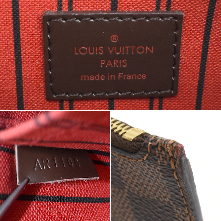 ルイヴィトン ポーチ ネヴァーフル用 ダミエエベヌ キャンバス ブラウン スリーズ LOUIS VUITTON
