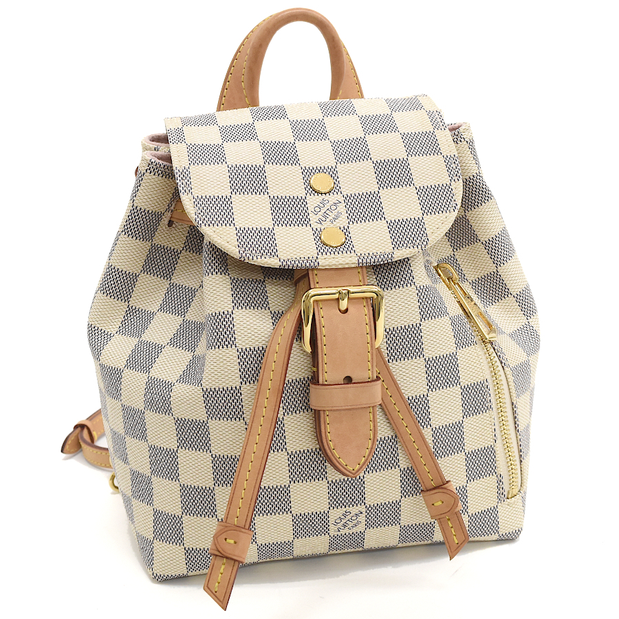 ルイヴィトン リュック スペロンBB N44026 ダミエアズール キャンバス×レザー アイボリー LOUIS VUITTON