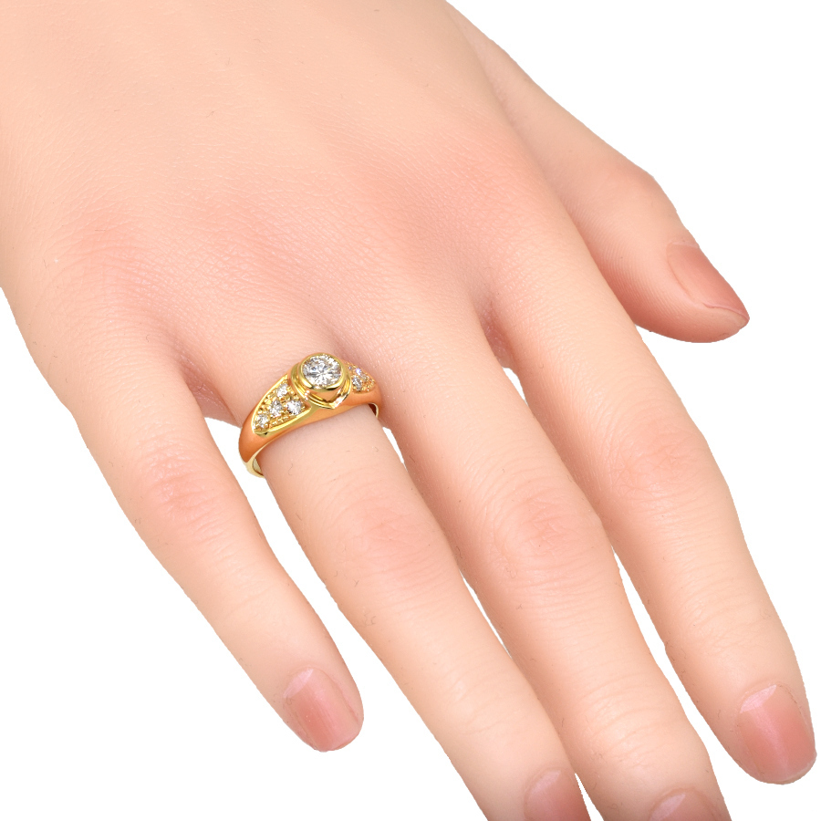 リング 指輪 K18イエローゴールド ダイヤモンド 0.46ct 0.26ct
