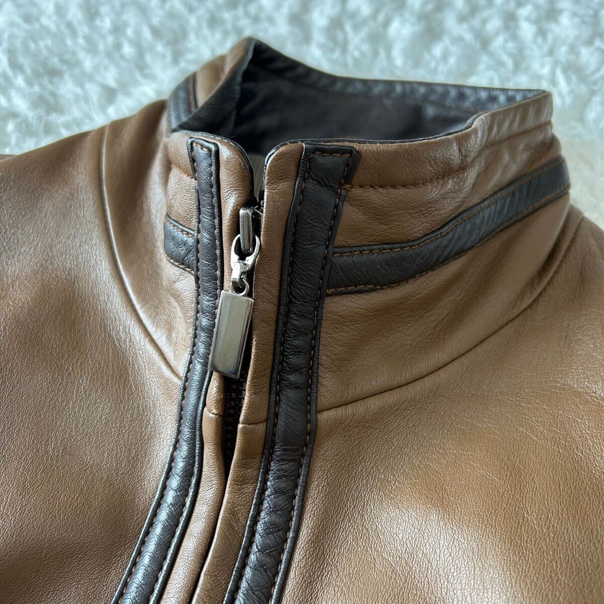 高級 本皮 】BALMAIN バルマン ラムレザー スタンドカラーコート