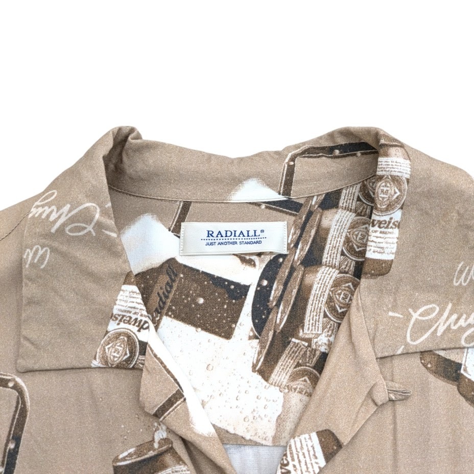 RADIALL CRAGER -OPEN COLLARED SHIRT S/S RAD-22SS-SH010 ラディアル オープンカラーシャツ 開襟 サイズ L ブラウン系